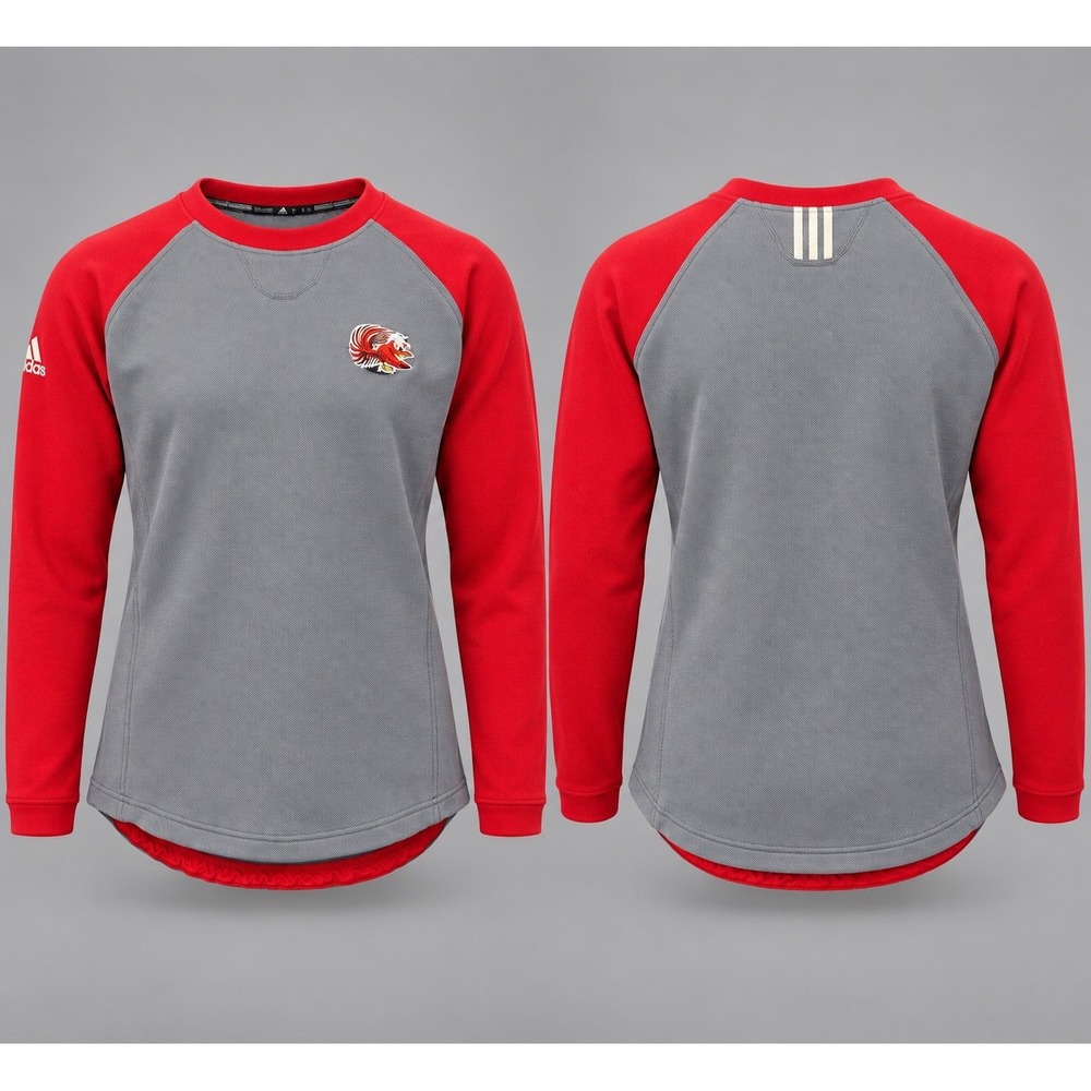 Adidas Jacksonville State Gamecocks Crew Neck Grau and Red Warmup Pullover Large